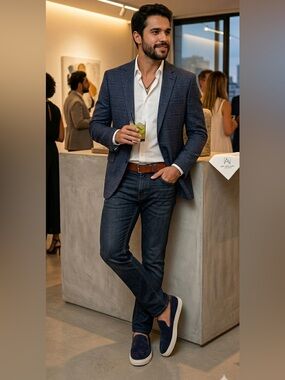 Michael Kors Blue Plaid Blazer – Tailored Fit – Excellent Condition – Size 42R